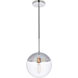 Living District Eclipse 1 Light Chrome Pendant With Clear Glass