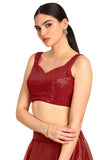 Soch Womens Maroon Sequinned Sweetheart Neck Georgette Padded Blouse Maroon 38