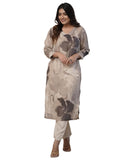 Anni Designer Women'S Rayon Viscose Straight Printed Kurta With Pant (Kitimat Cream_S_Cream_Small),Cream,S