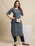 Pinkmint Kurta Set For Women Ll Printed Kurti & Pant Set Ll Combo Kurta Set Ll (Pack Of 2) Multicolor-Blue 2Xl