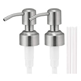 2 Packs Soap Dispenser Pump Replacement for Glass Bottle Stainless Steel Rust Proof Lotion Pump for Kitchen Bathroom Accessories