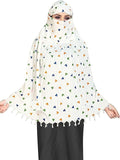 Glenoxzone Cotton Long Scarf Cum Mask For Vehicle Drivers | White Printed Design, Universal Size, Breathable & Lightweight Sun P