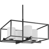 Progress Lighting Chadwick Collection 4-Light Etched Opal Glass Modern Chandelier Light Matte Black