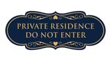 Signs ByLITA Designer Private Residence Do Not Enter Home Security Sign | No Trespassing (Navy Blue/Gold) Large 1 Pack