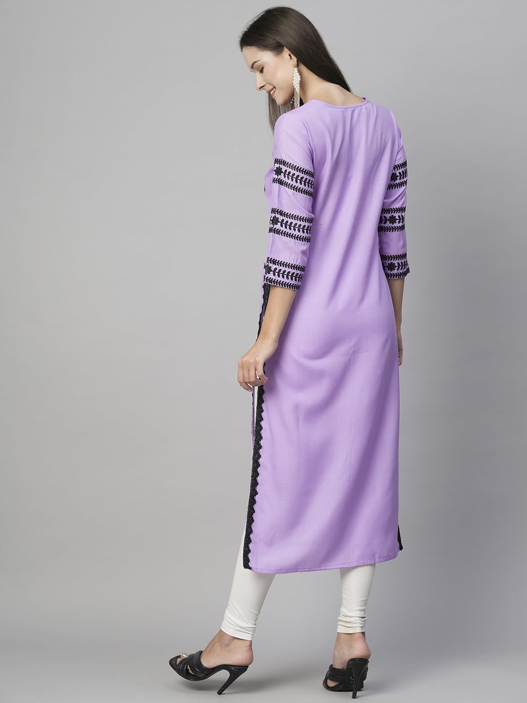 Anni Designer Women'S Cotton Blend Chikankari Embroidered Straight Kurta (Stho-Purple-Nw_Xl_Purple_X-Large),Purple,XL,Cotton Blend,Regular,Kurta