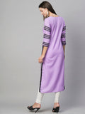 Anni Designer Women'S Cotton Blend Chikankari Embroidered Straight Kurta (Stho-Purple-Nw_Xl_Purple_X-Large),Purple,XL,Cotton Blend,Regular,Kurta