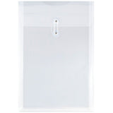JAM PAPER Plastic Envelopes with Button & String Tie Closure Legal Open End 9 3/4 x 14 1/2 Clear 12/Pack
