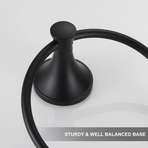 BVL 2 Pack Black Towel Ring Hand Towel Holder Ring Hanger for Bathroom Accessories Kitchen Metal Round Towel Holder Wall Mounted