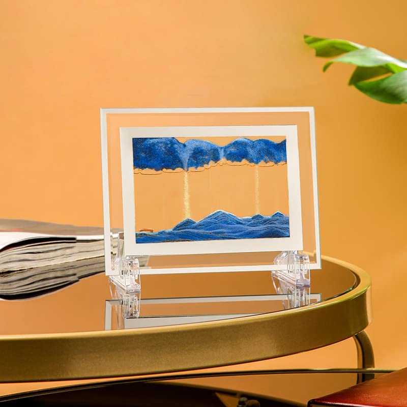 3D Deep Sea Sandscapes Moving Sand Art Picture Liquid Motion Sand Art for Adult Kid Desktop Art Toys for Home Decor and Office(B