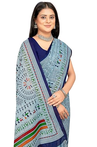 Tamaira Fashion Women'S Plain Cotton Saree (2509_Blue
