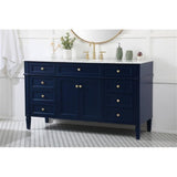 Elegant Decor Park Avenue 60 Metal Mdf Marble Single Bathroom Vanity In Blue