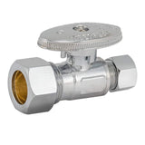 Eastman QuarterTurn Straight Stop Valve with Brass Ball Mechanism, 5/8 Inch OD Compression Inlet x 3/8 Inch OD Compression Outl