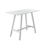 Benjara Keli 43 Inch Bar Table, Classic White Aluminum Frame, Rectanglular Top