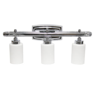 All The Rages Essentix 3-Light Metal Vanity Fixture With Opaque Shade In Chrome