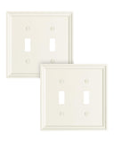 TREEWELL 2-Pack Double Toggle Light Switch Cover Plate, Light Almond Decorative Dual Switch Plate Covers, Natural Bamboo Fiber 2