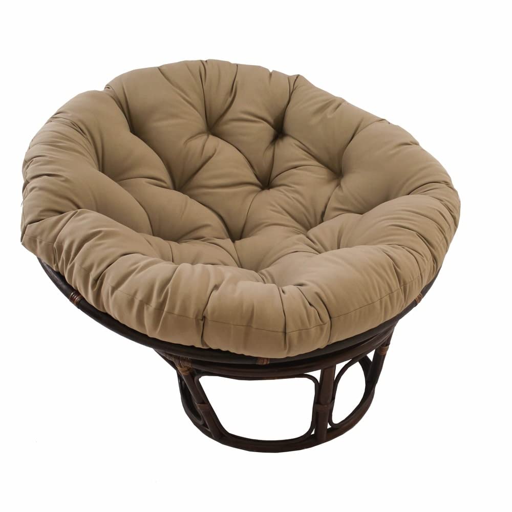 International Caravan Furniture Piece 42-Inch Rattan Papasan Chair with Solid Twill Cushion