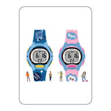 Spiky Digital Sports Watch For Kids (Blue & Pink) | Multifunctional With Luminous Display & Alarm | Water Resistant & Silicone S