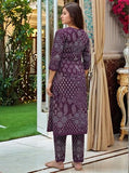 Anni Designer Women'S Rayon Viscose Straight Printed Kurta With Pant (Kadai Wine_M_Wine_Medium),Wine,M,Rayon,Casual,