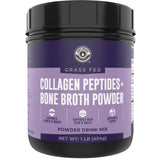 16oz Bone Broth Powder with Grass Fed Collagen Peptides - Unflavoured, Zero Carb, Dairy Free, No Additives, No Fillers - Natural