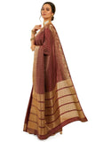 Soch Womens Maroon Art Silk Floral Woven Design Saree