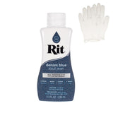 Rit Dye - Liquid Fabric Dye for Crafting, Clothing, and D cor - 8 oz. Bottle - Denim Blue (Gloves Included)