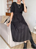 Leriya Fashion Poly Cotton Knee-Length Western Dress For Women (Lf-W.Dress-Wd1257_Black,BlackApparel,XL