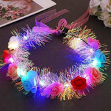 Rose Flowers Led Light Up Tiara Crown Headbands, 3 Lighting Modes, Girls Hair Accessories For Birthdays And Parties, Multicolor 