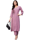 Gosriki Women'S Cotton Blend Straight Embroidered Kurta With Pant (Miti Wine-Nw-Gs_S_Wine_Small),Wine,,B0C5JR2SW6