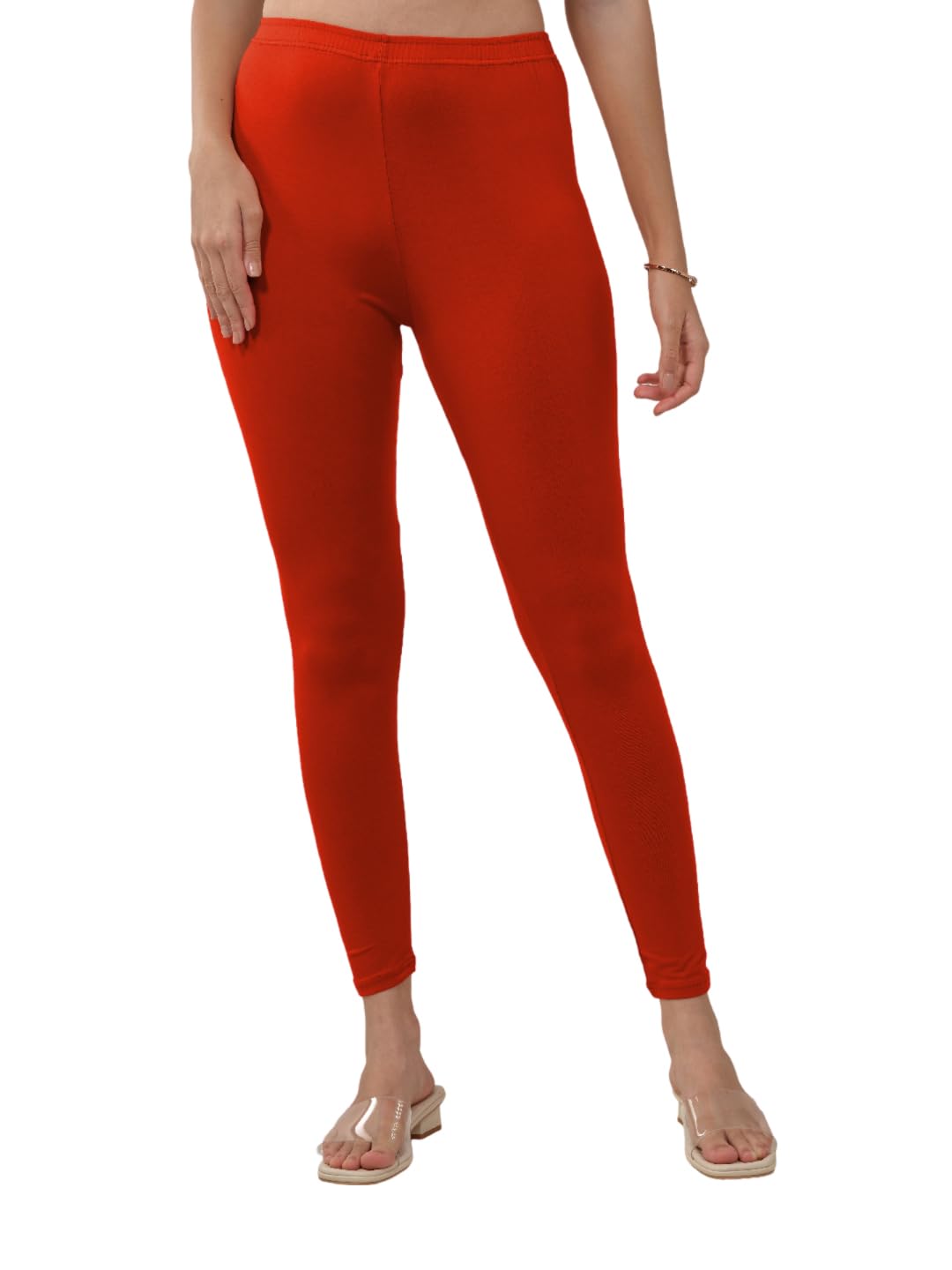 Lyra Women Solid Premium Cotton Ankle Length Leggings | Mid-Waist | Fashionwear