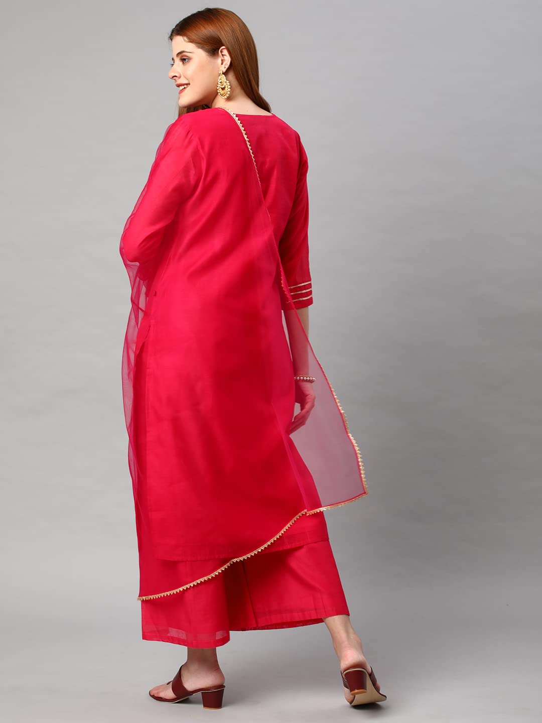 Gosriki Women'S Cotton Blend Solid Straight Kurta With Palazzos & Dupatta (Dharan-Pink-Gs_S_Pink_Small),Pink,,B0BPXZGJL6