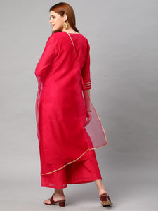 Gosriki Women'S Cotton Blend Solid Straight Kurta With Palazzos & Dupatta (Dharan-Pink-Gs_S_Pink_Small),Pink,,B0BPXZGJL6