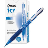 Pentel Icy Automatic PencilsMechanical Pencil, w/ Pocket Clip, Refill, 0.7 mm, Trans Blue, Dozen