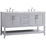 Elegant Decor Aubrey 60 Double Quartz Top Bathroom Vanity In Gray