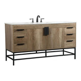 Elegant Decor Indoor Modern Under Sink Bathroom Fixtures Storage Organizer Cabinet 24 Inch Single Bathroom Vanity - Walnut With