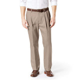 Dockers Mens Classic Fit Signature Khaki Lux Cotton Stretch PantsPleated (Regular and Big & Tall), Timberwolf, 44W x 30L