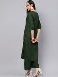 Idalia Green Rayon Straight Solid Kurta Set For Women Stylish Boat Neck Design Kurta Set With Pant Green S