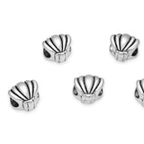 20pcs Cute Sea Shell Large Hole Beads (4.5mm Hole) Antique Silver