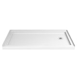 DreamLine SlimLine 42 in. D x 60 in. W x 2 3/4 in. H Right Drain Single Threshold Shower Base in White