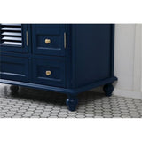 Elegant Decor Rhodes 42 Coastal Solid Wood Single Bathroom Vanity In Blue