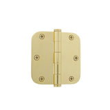 Grandeur Hardware 819964 3.5 Button Tip Residential Hinge with 5/8 Radius Corners in Polished Brass, 3.5 x 3.5