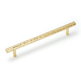 KOPPALIVE 2-Pack Solid Brass Kitchen Cabinet Pulls, Gold Modern T-Bar Handles, 6-5/16-Inch Hole Center Hammered Handles for Dres