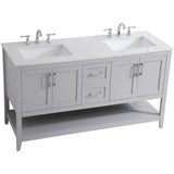 Elegant Decor Aubrey 60 Double Quartz Top Bathroom Vanity In Gray