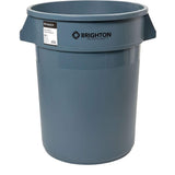 STAPLES Brighton 2625784 Round Trash Container Gray 32 Gallon