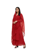 Khaka WomenS Chiffon Lucknowi Chikankari HandEmbroidered Straight Kurti With Stole & Matching Slip | Elegant Ethnic Kurta Set F