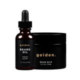 Golden Grooming Beard Oil & Balm Bundle for Men | Natural Growth Kit with Shea Butter | 2oz Balm & 1oz Oil | Fresh Scent