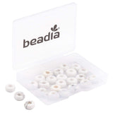 BEADIA Natural White Howlite Rondelle Stone with Large Hole (4mm) Loose Semi Gemstone Beads for Jewelry Making 10mmx4mm 24pcs