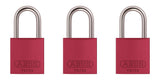 ABUS Red 72/30 Lockout Tagout Safety Padlock with 1 Shackle, 3 Pack, Keyed Alike, 3 Padlocks with 6 Keys