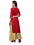 Anni Designer Women'S Rayon Straight Kurta With Skirt (Madam-Jee-Red_Xl_Red_X-Large),Red,XL,Rayon,Straight,kurta