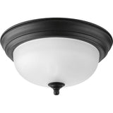 Progress Lighting P3924-80 1-Light Flush Mount with Etched Glass Bowl, Black