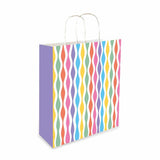 Omnipresent Pack 90 GSM Stripes Printed Attractive Small Party Paper Gift Bags, Set of 12, Ideal For Kids Birthday Gifts, Birthd